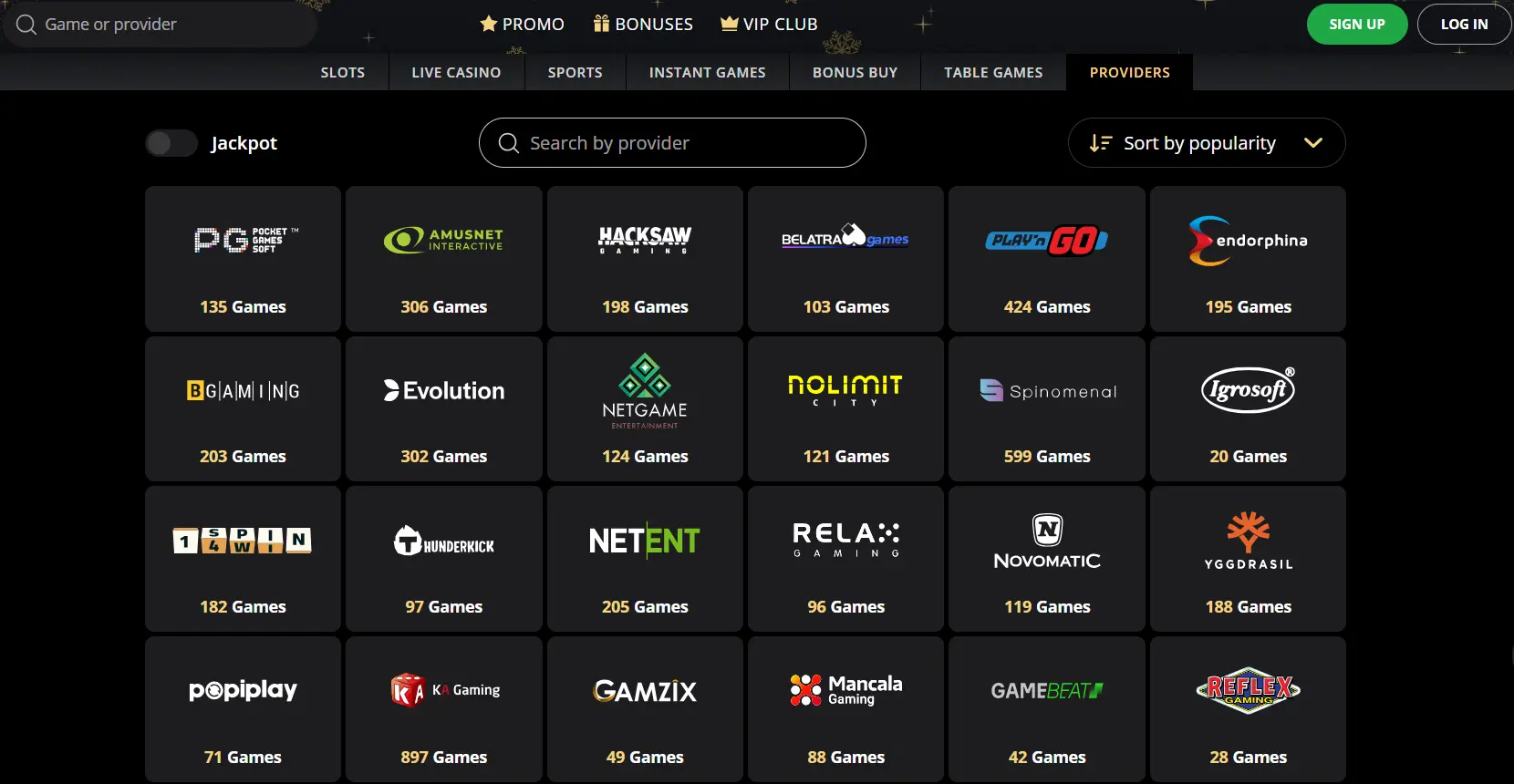 Lex casino Žaidimų Tiekėjai